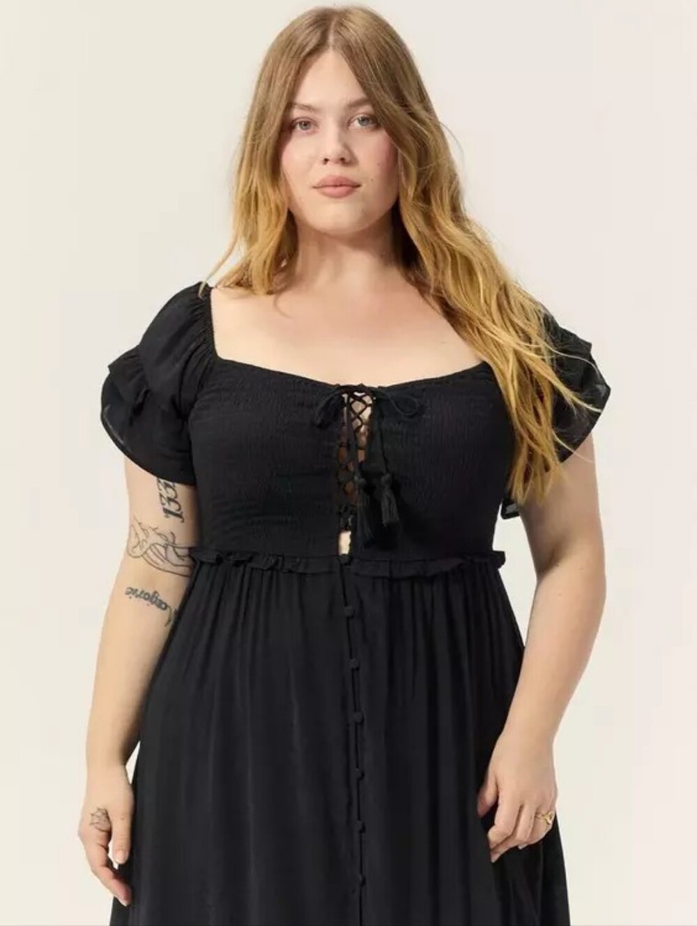 Torrid Black Festi Off-Shoulder Lace-Up Maxi Dress Women's Plus Size 3X Nwt - Picture 4 of 6